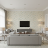 Avignon Print Aqua/Sage — Living Room Room Setting