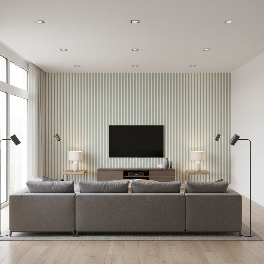 Cap Ferrat Stripe Mineral — Living Room Room Setting