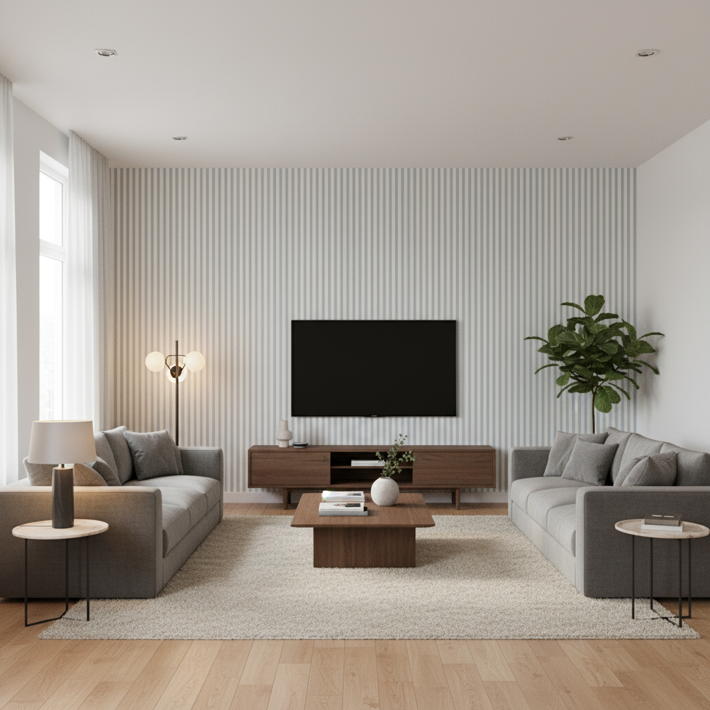 Cap Ferrat Stripe Sky — Living Room Room Setting