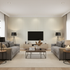 Cap Ferrat Stripe Leaf — Living Room Room Setting