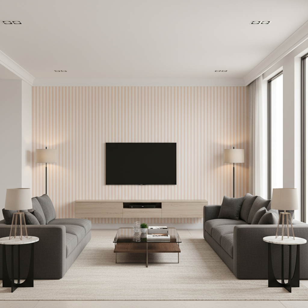 Cap Ferrat Stripe Pink — Living Room Room Setting