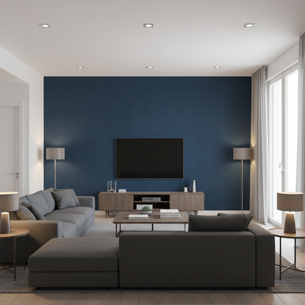 Gemma Velvet Blue — Living Room Room Setting
