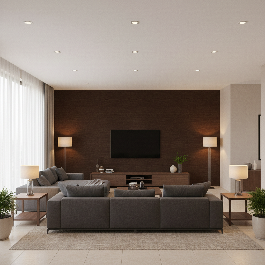 Gemma Velvet Cocoa — Living Room Room Setting