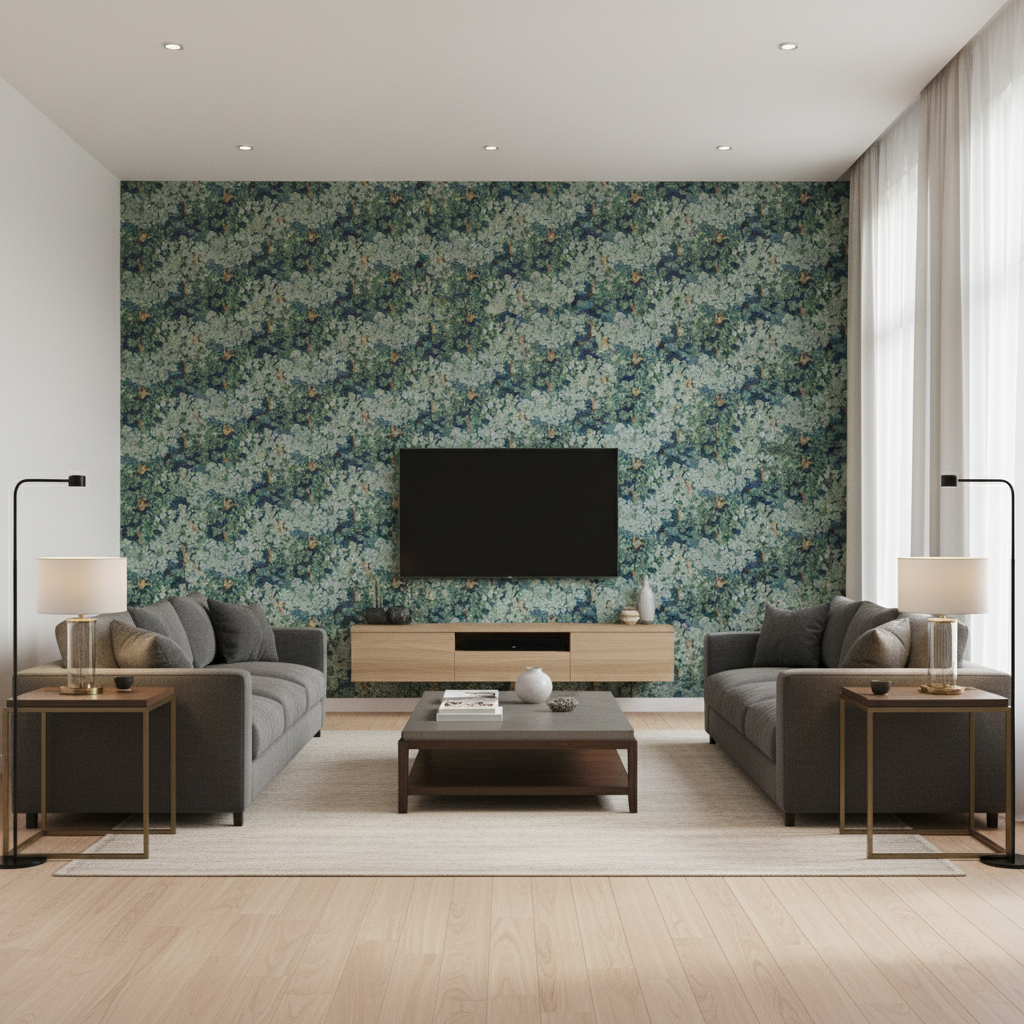 Arley Print Lagoon — Living Room Room Setting