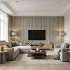 Shaw Damask Mist — Living Room Room Setting