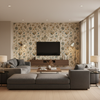 Hollin Print Peacock — Living Room Room Setting
