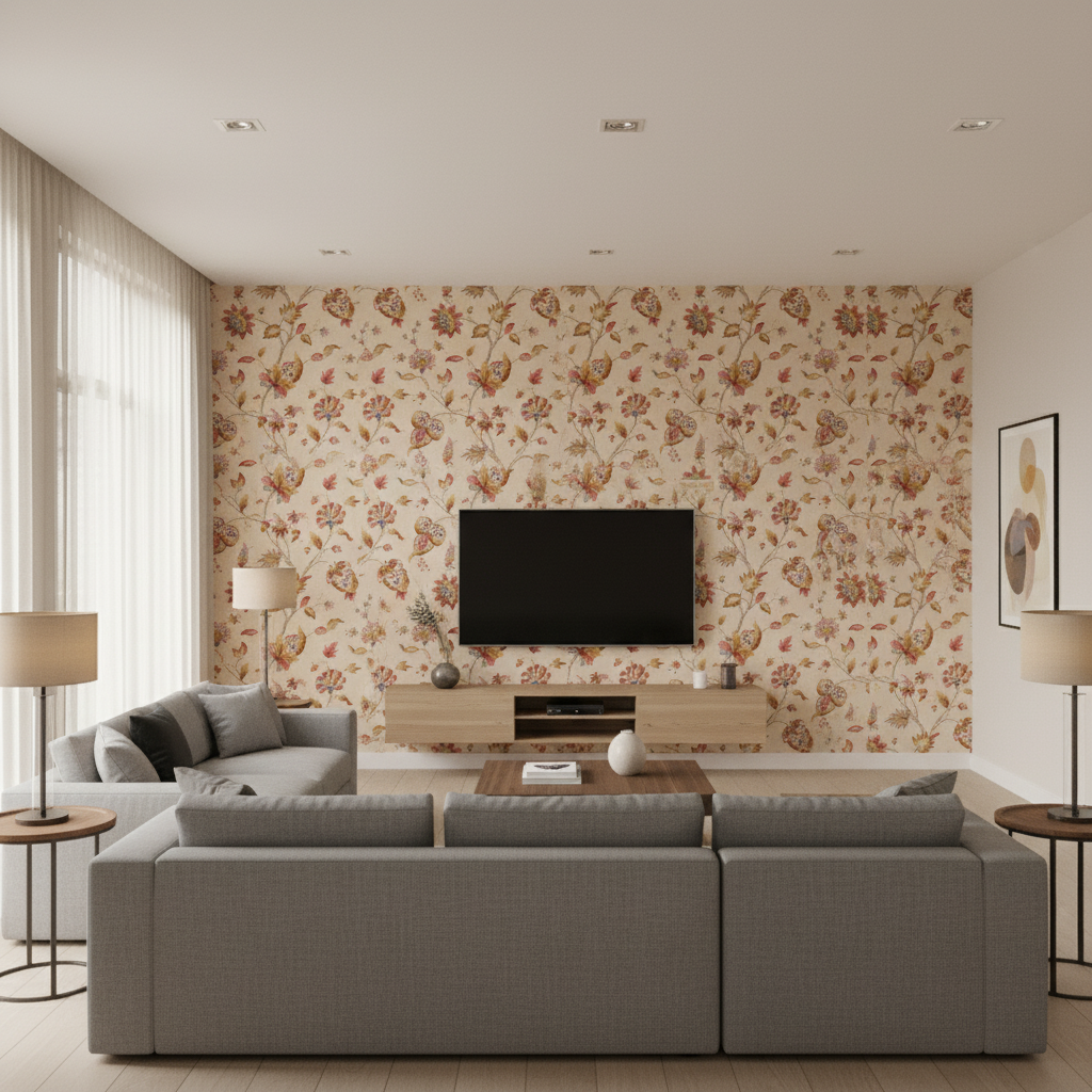 Hollin Print Spice — Living Room Room Setting
