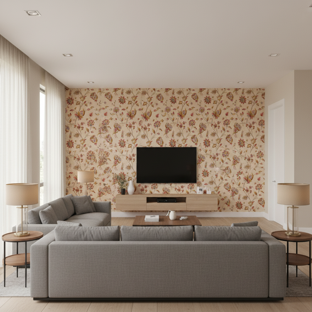 Hollin Print Spice — Living Room Room Setting