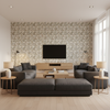 Orford Embroidery Leaf/Mist — Living Room Room Setting