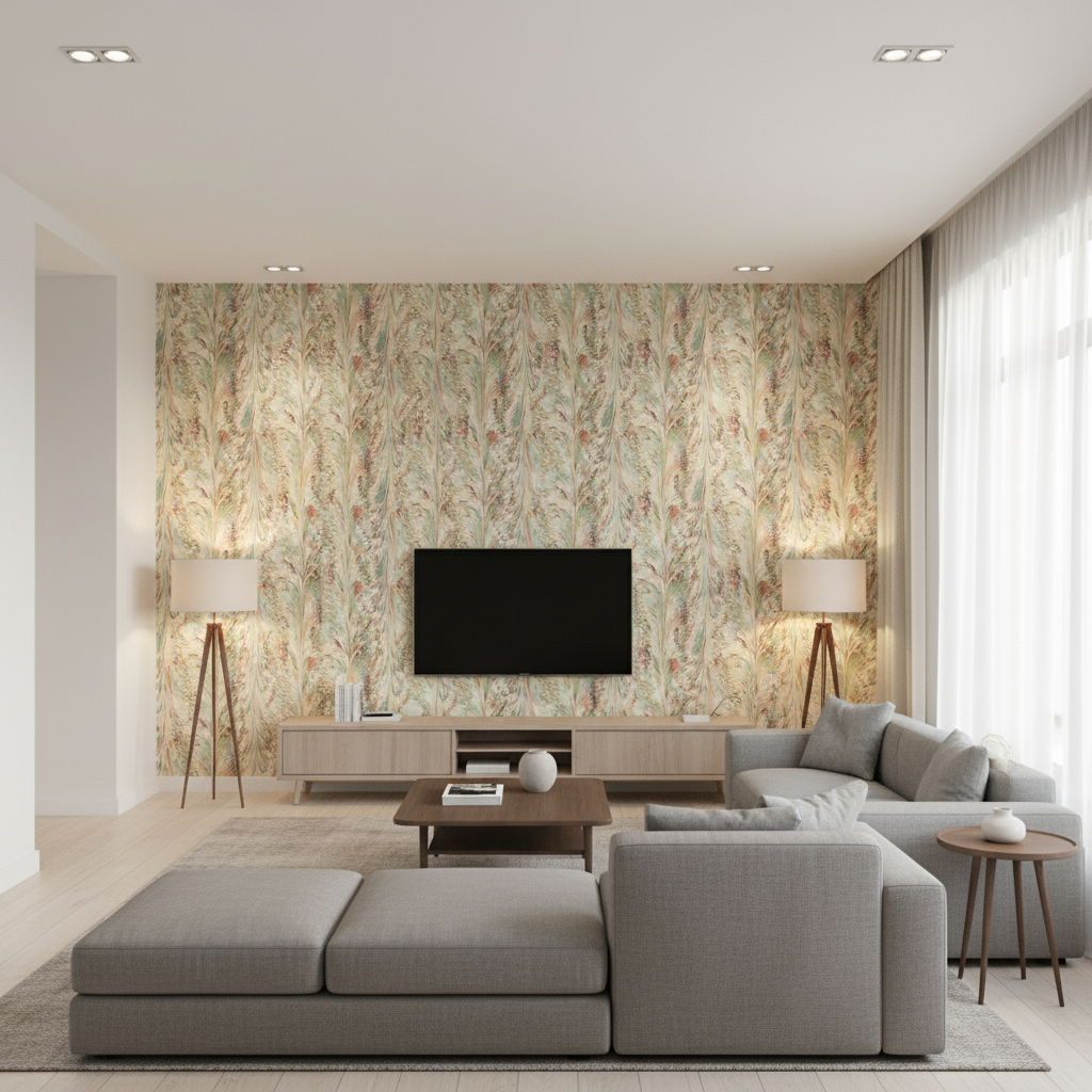 Taplow Print Juniper/Petal — Living Room Room Setting