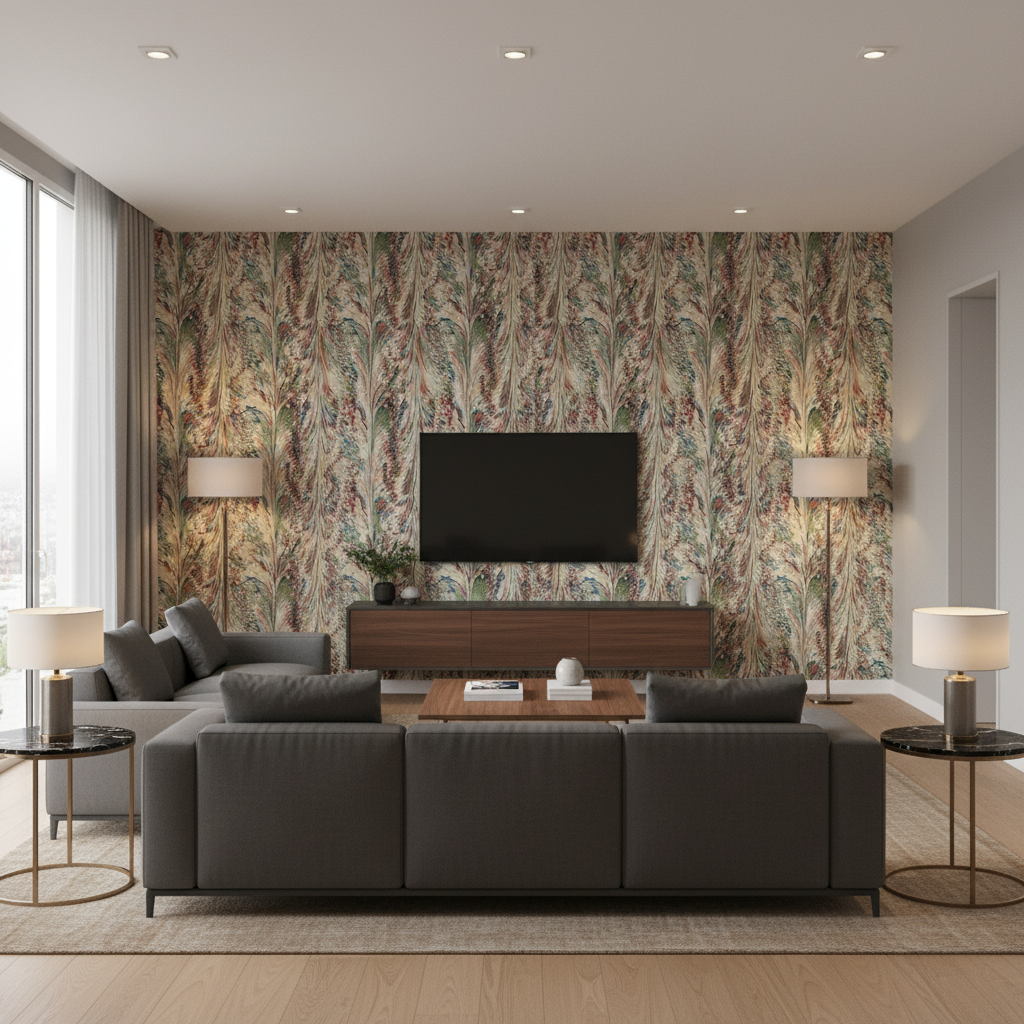 Taplow Print Spice/Leaf — Living Room Room Setting