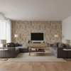 Taplow Print Clay/Blue — Living Room Room Setting