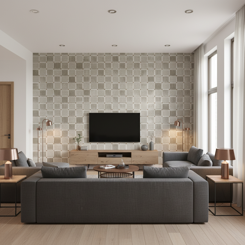 Levens Velvet Silver — Living Room Room Setting
