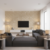 Levens Velvet Parchment — Living Room Room Setting