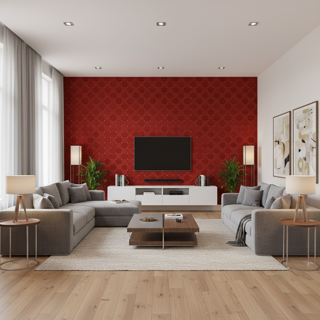Levens Velvet Ruby — Living Room Room Setting