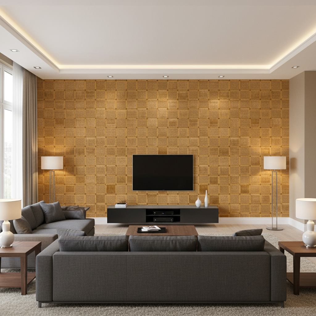 Levens Velvet Gold — Living Room Room Setting