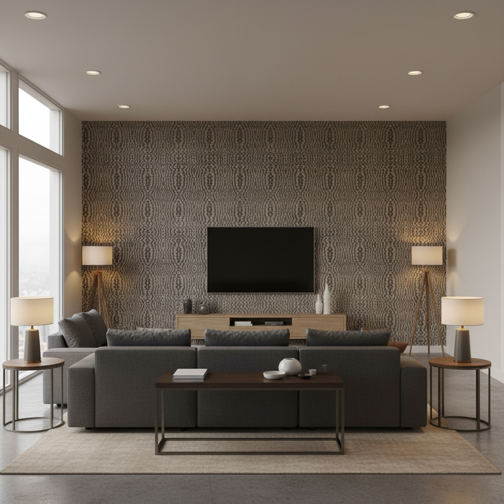 Callow Velvet Silver — Living Room Room Setting