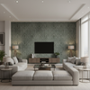 Callow Velvet Aqua — Living Room Room Setting