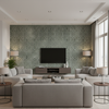 Callow Velvet Aqua — Living Room Room Setting