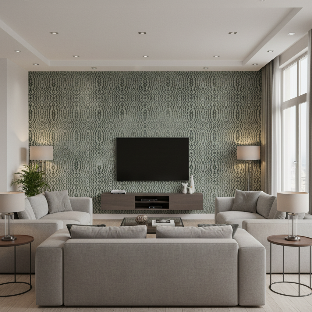 Callow Velvet Aqua — Living Room Room Setting