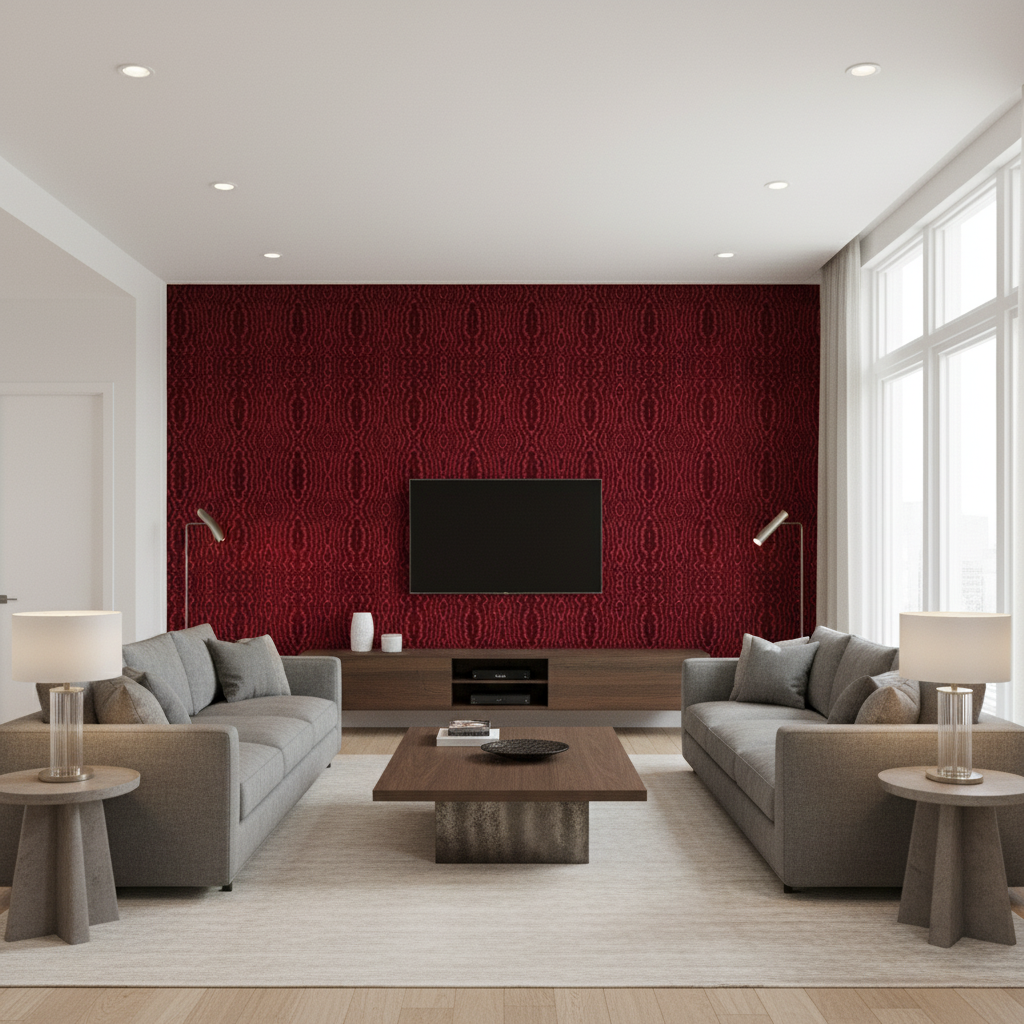 Callow Velvet Ruby — Living Room Room Setting