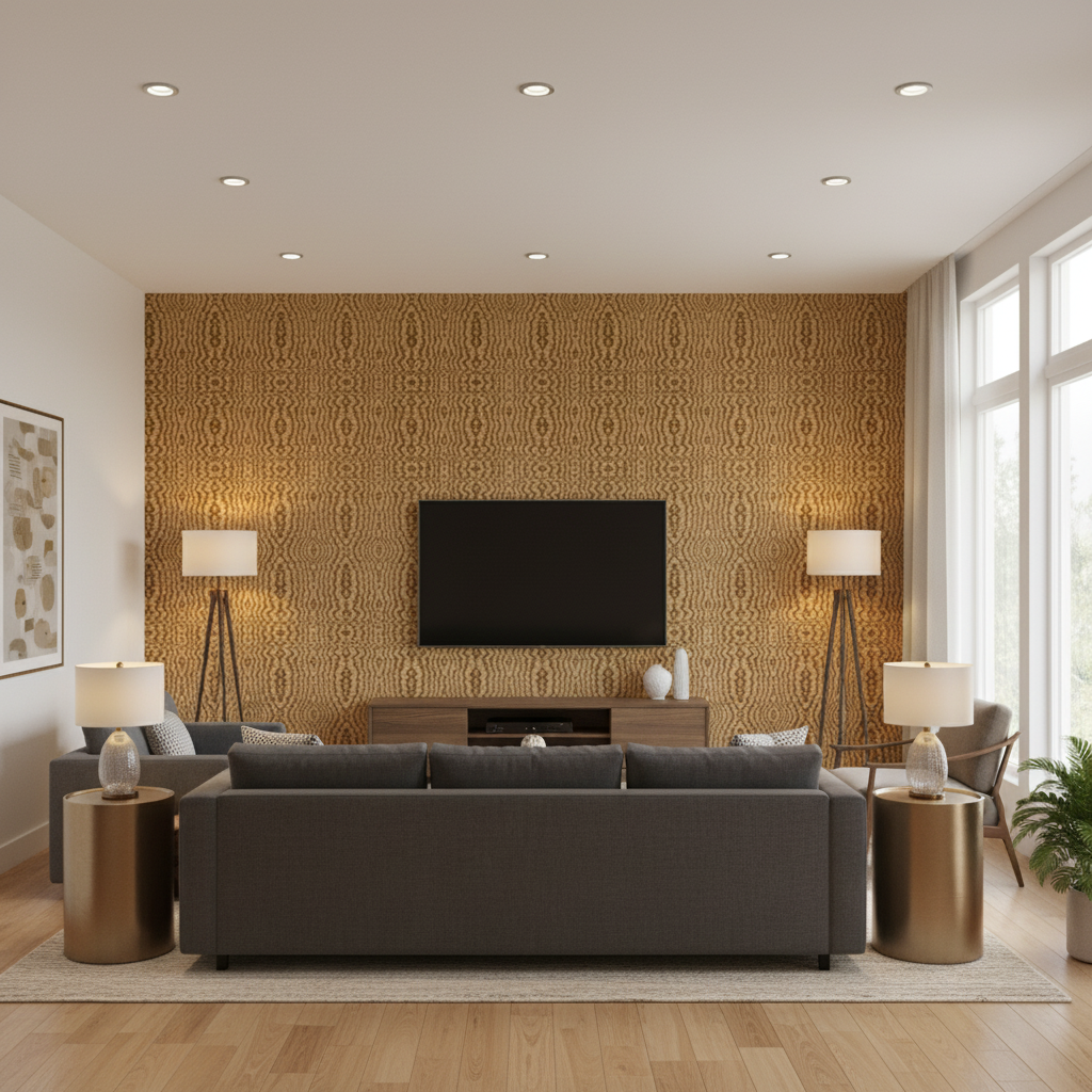 Callow Velvet Golden — Living Room Room Setting