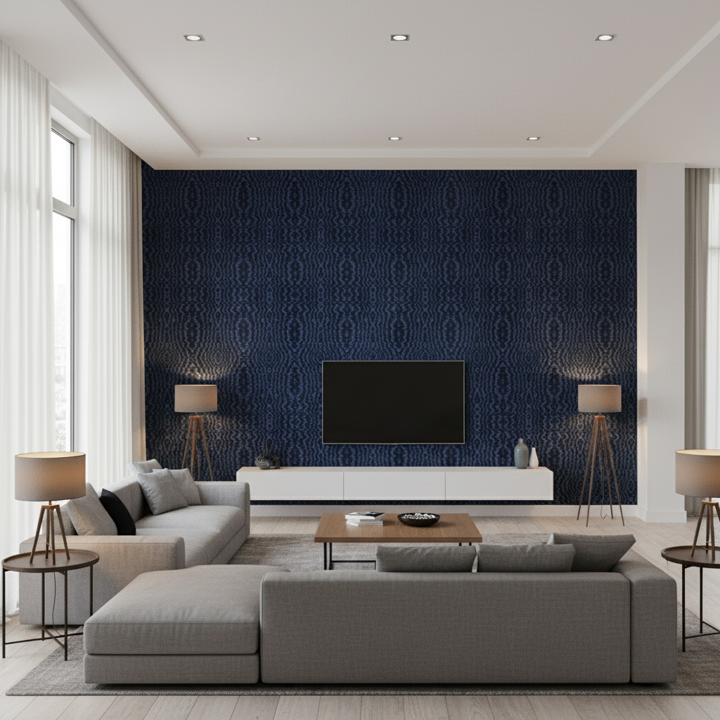 Callow Velvet Midnight — Living Room Room Setting