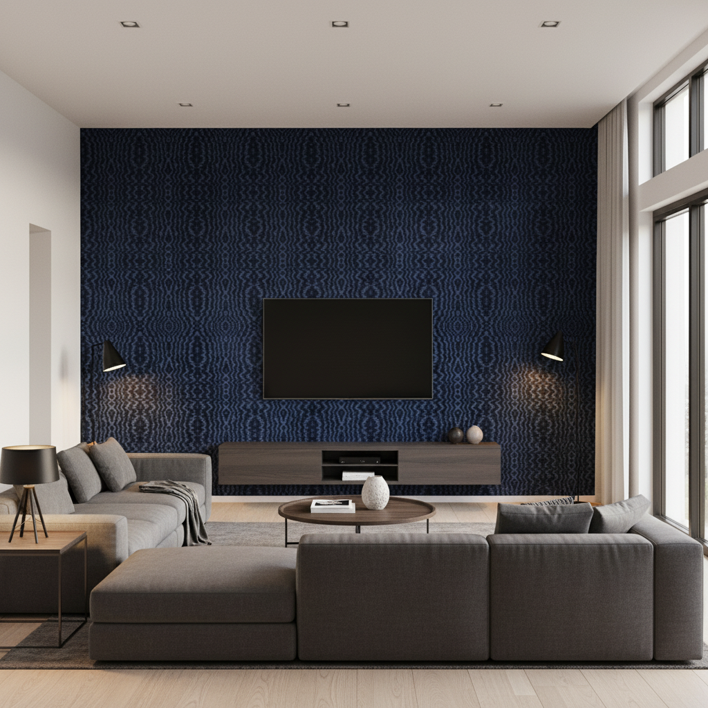 Callow Velvet Midnight — Living Room Room Setting