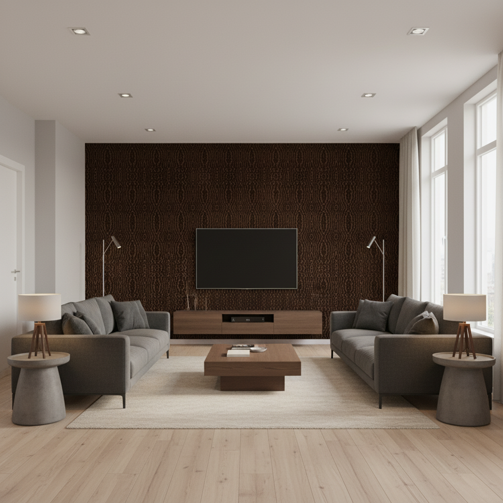 Callow Velvet Umber — Living Room Room Setting