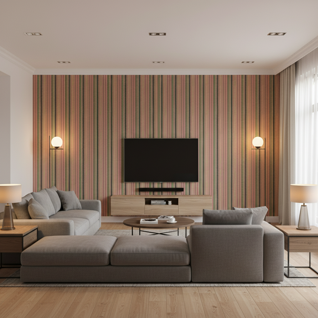Picket Multi/Plum — Living Room Room Setting