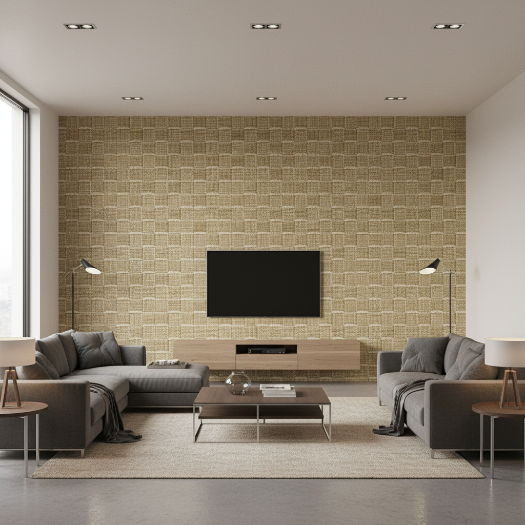 Allonby Weave Flax — Living Room Room Setting