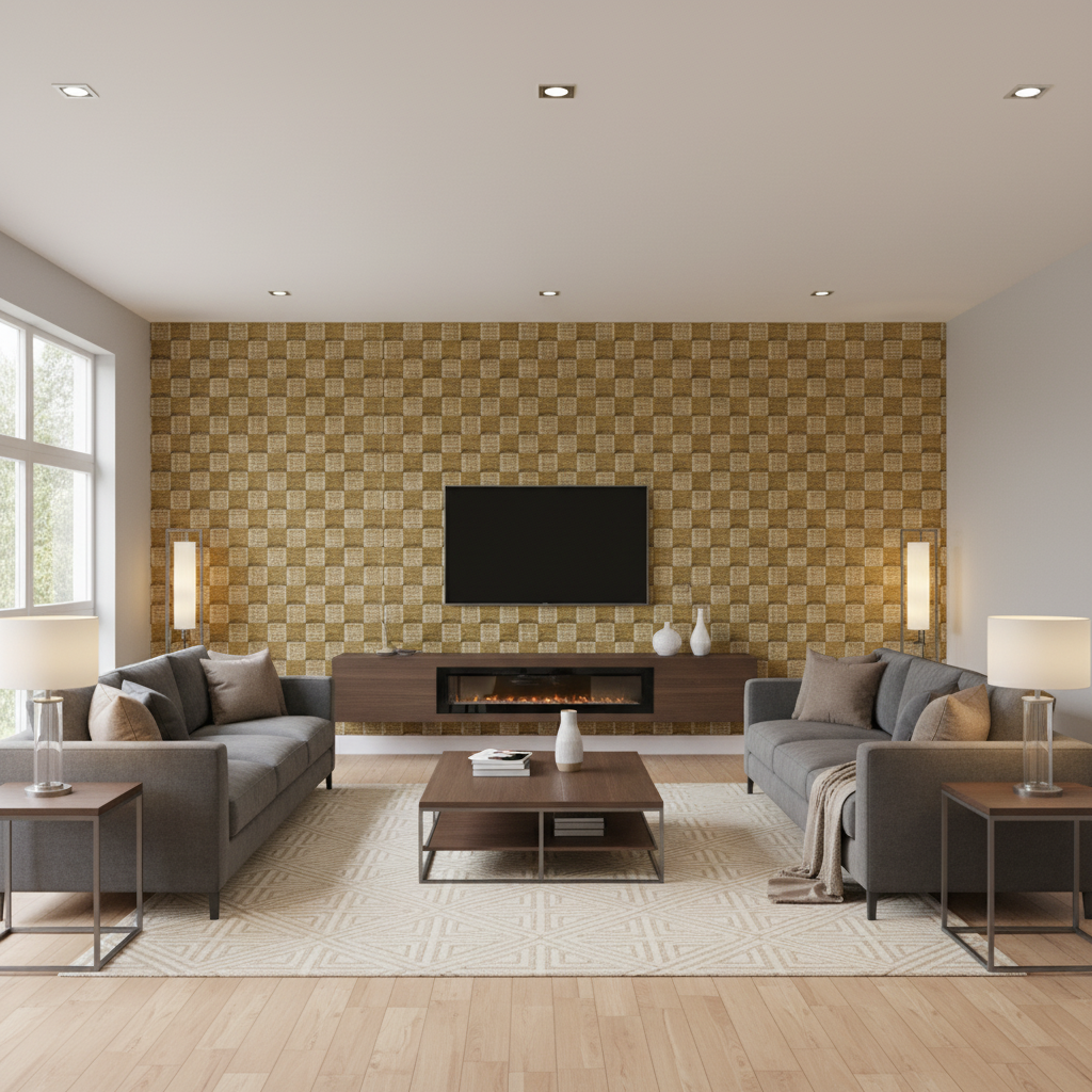 Allonby Weave Fawn — Living Room Room Setting