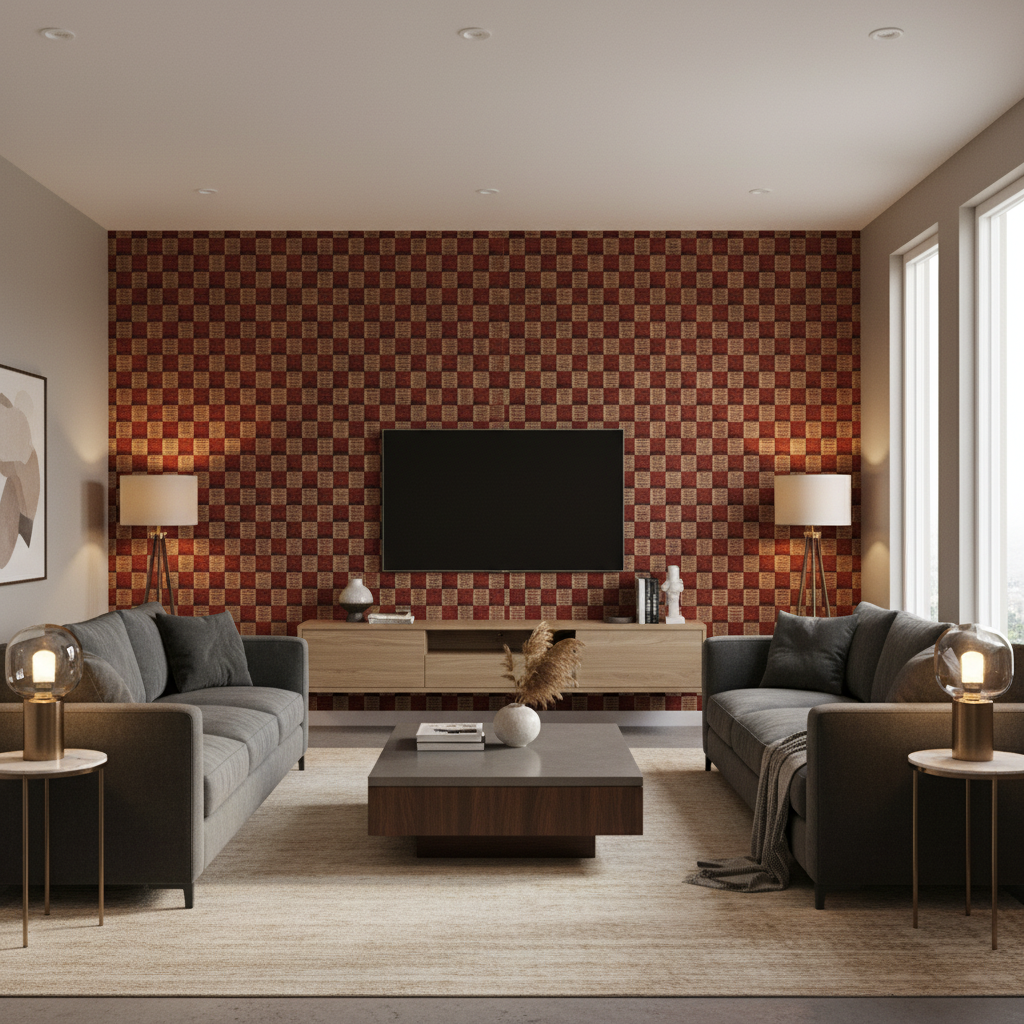 Allonby Weave Ruby — Living Room Room Setting