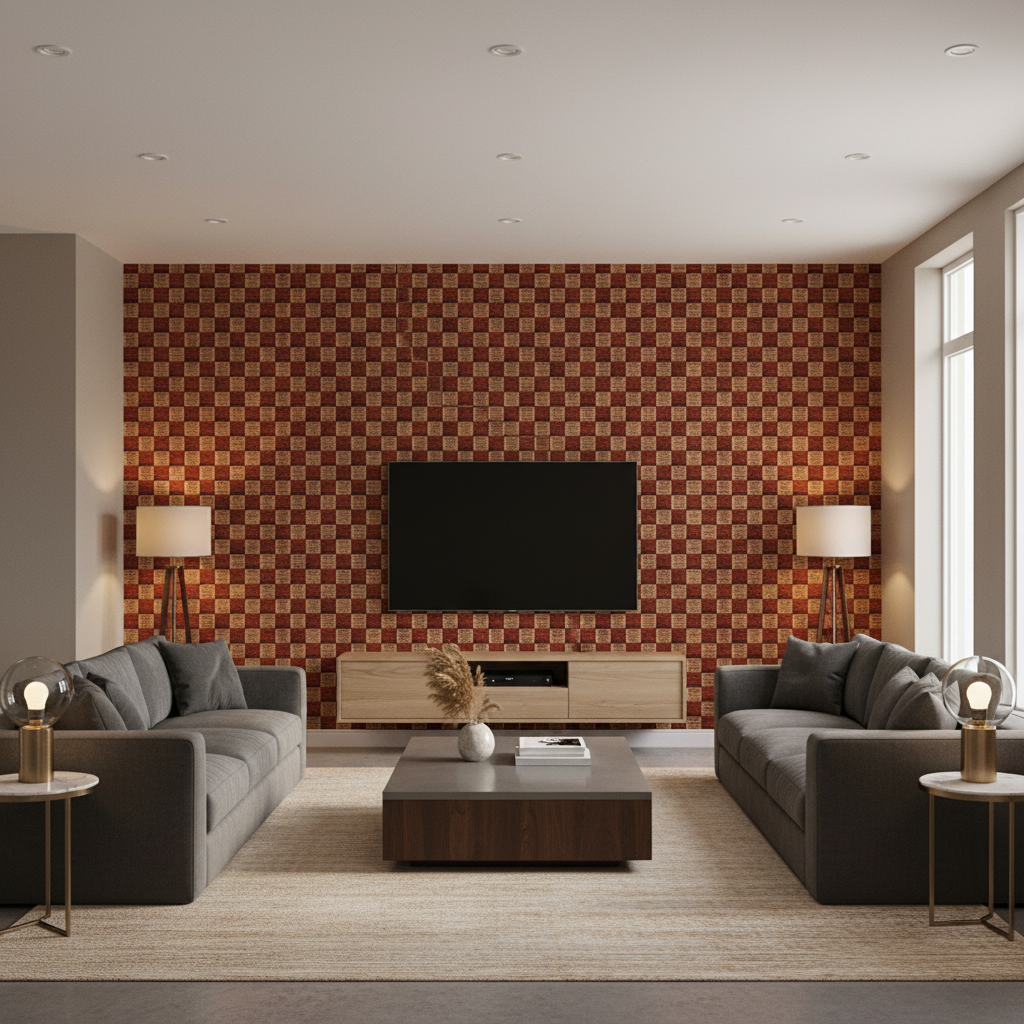 Allonby Weave Ruby — Living Room Room Setting