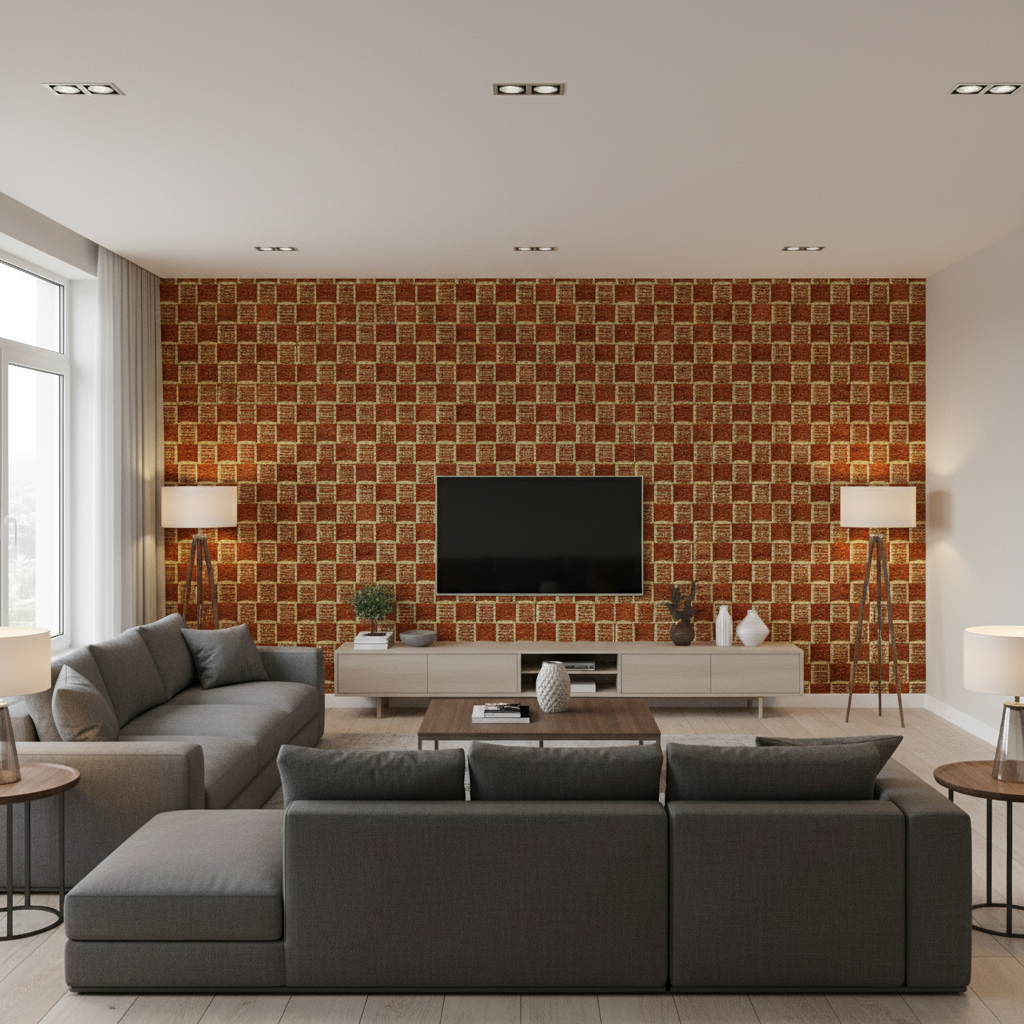Allonby Weave Cinnabar — Living Room Room Setting