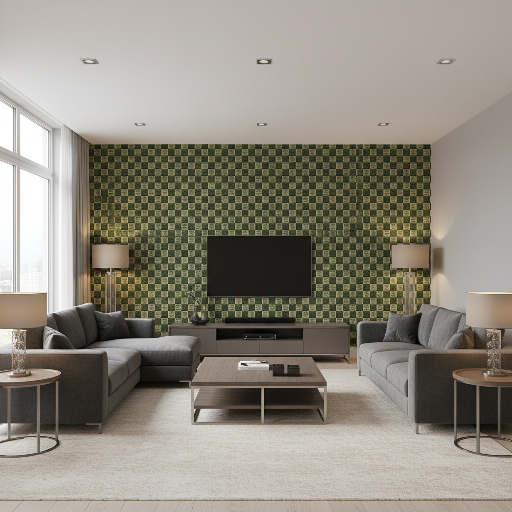 Allonby Weave Spruce — Living Room Room Setting