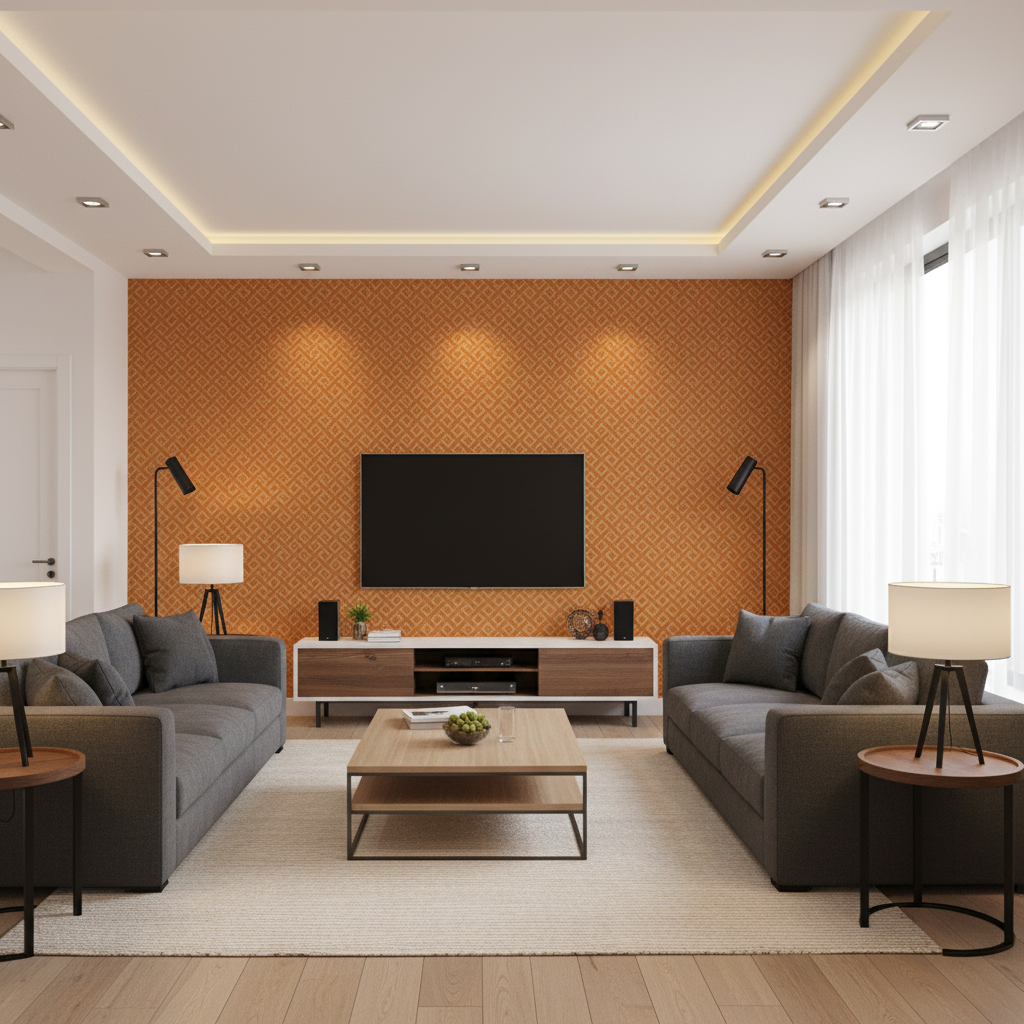 Maldon Weave burnt sienna — Living Room Room Setting