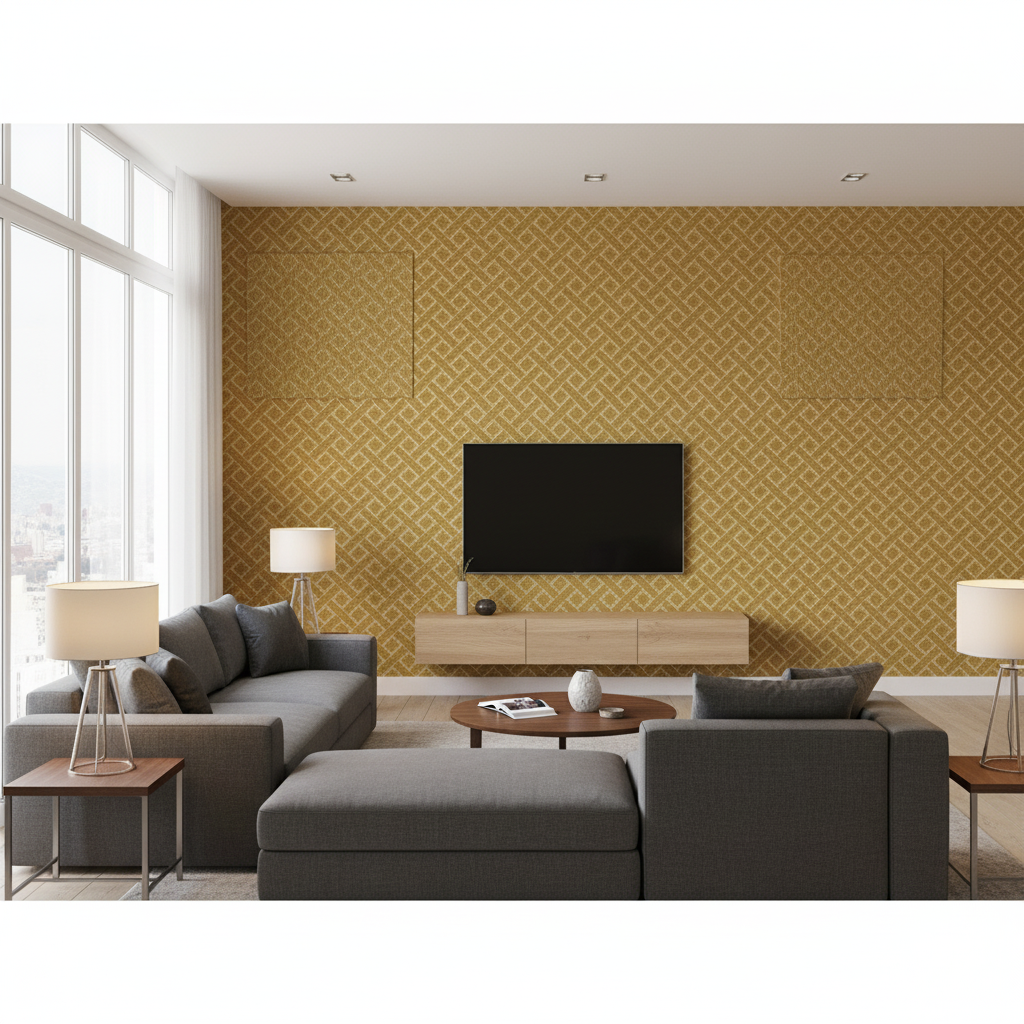 Maldon Weave Gold — Living Room Room Setting