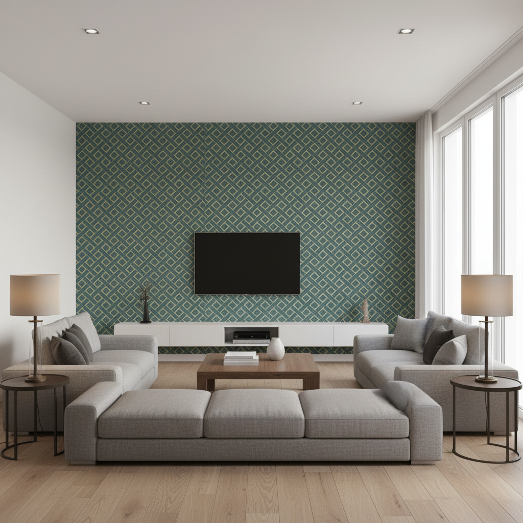 Maldon Weave Marine — Living Room Room Setting