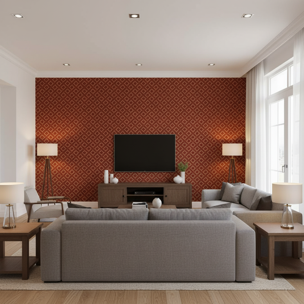 Maldon Weave Brick — Living Room Room Setting