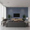 Seaford Weave Blue — Living Room Room Setting