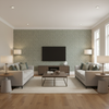 Blyth Weave Mist — Living Room Room Setting