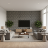 Blyth Weave Navy — Living Room Room Setting