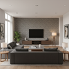 Blyth Weave Slate — Living Room Room Setting