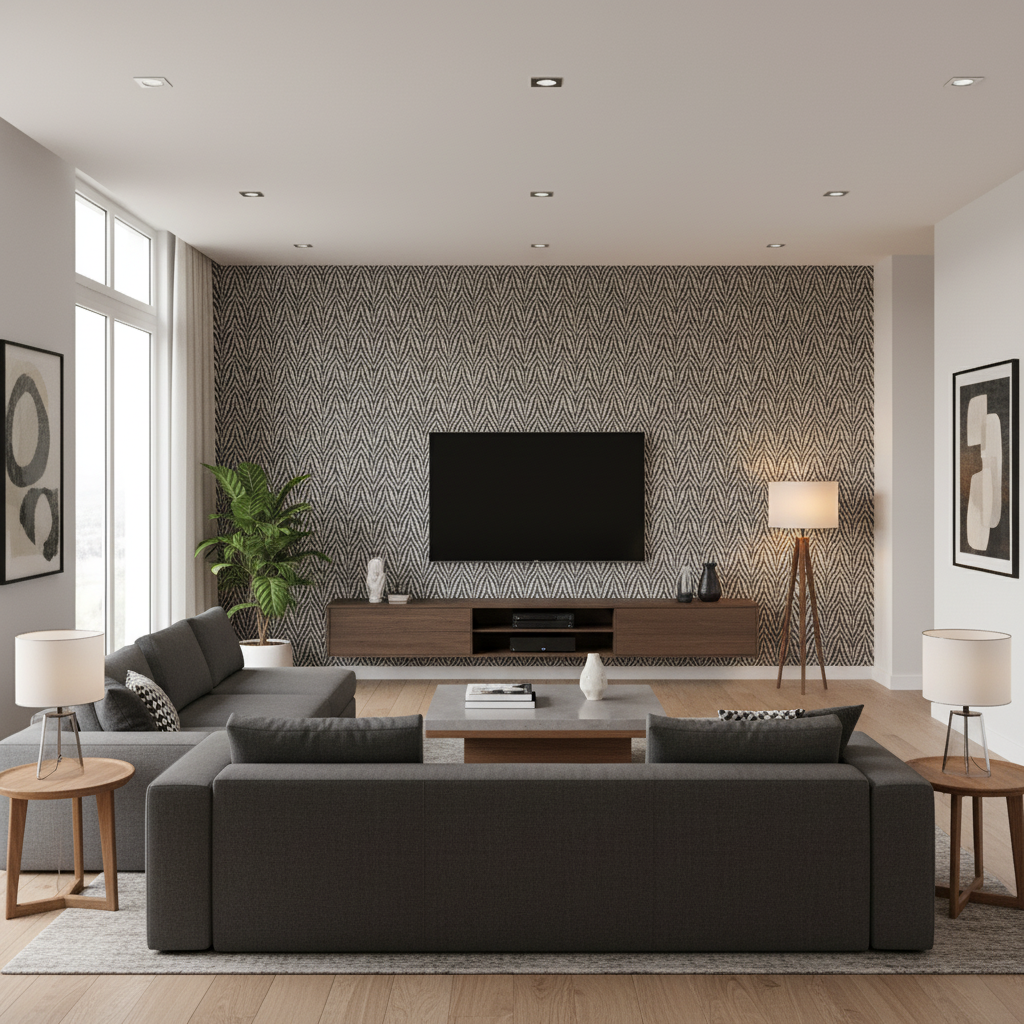 Blyth Weave Slate — Living Room Room Setting