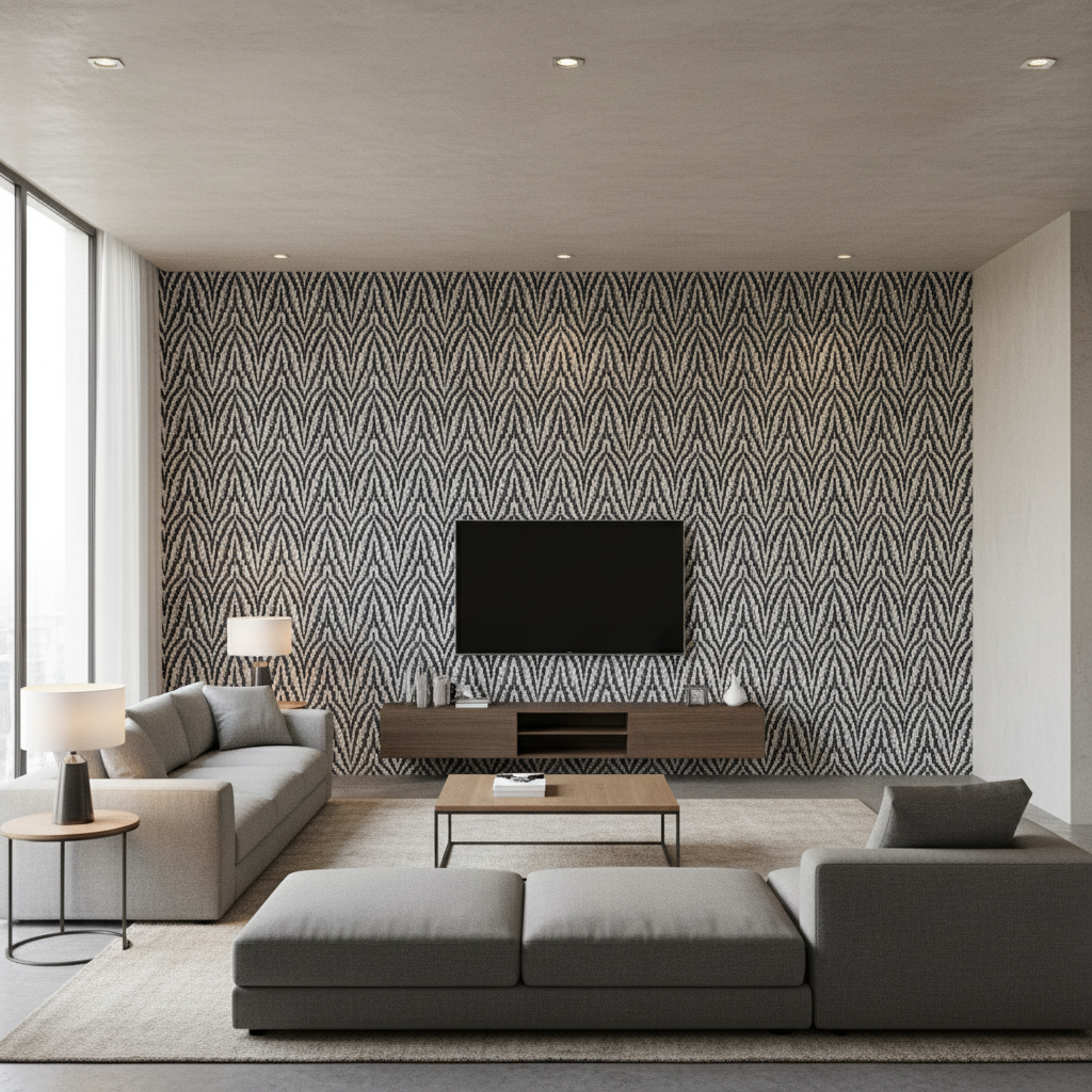 Blyth Weave Slate — Living Room Room Setting