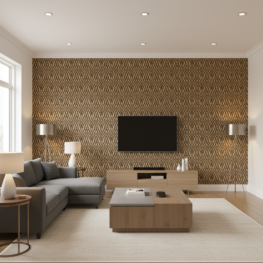Blyth Weave Umber — Living Room Room Setting