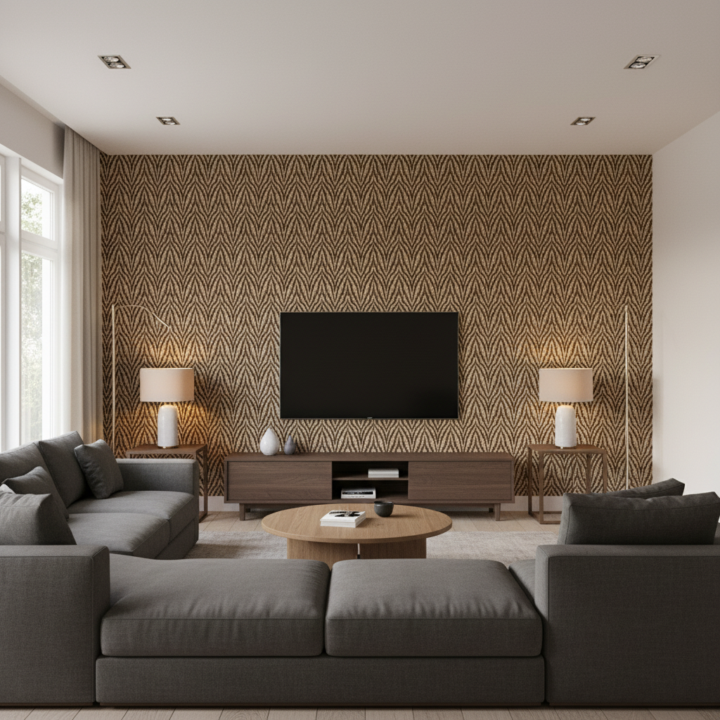 Blyth Weave Umber — Living Room Room Setting