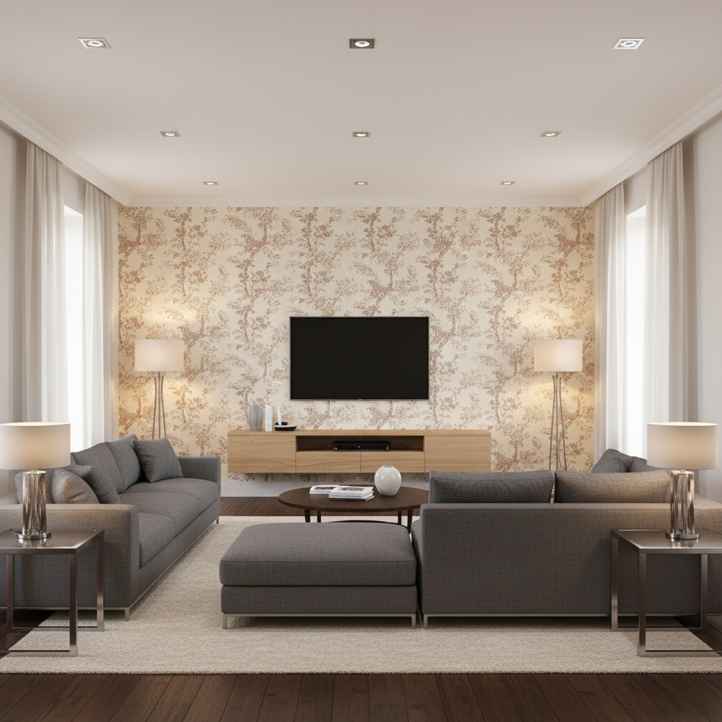 Beijing Blossom ivory — Living Room Room Setting