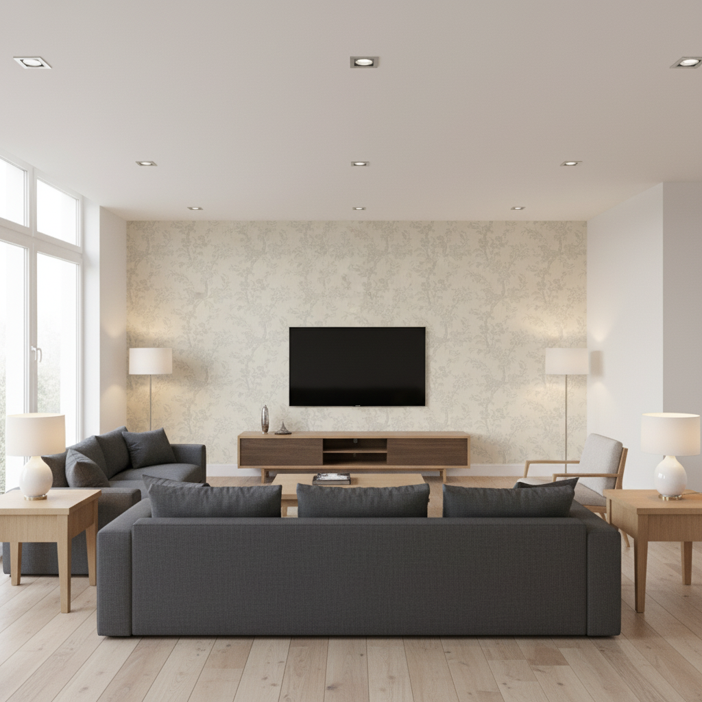 Beijing Blossom cream — Living Room Room Setting
